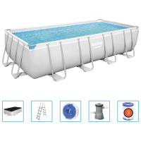 Produktbild för Bestway Pool Power Steel med tillbehör rektangulär 488x244x122 cm