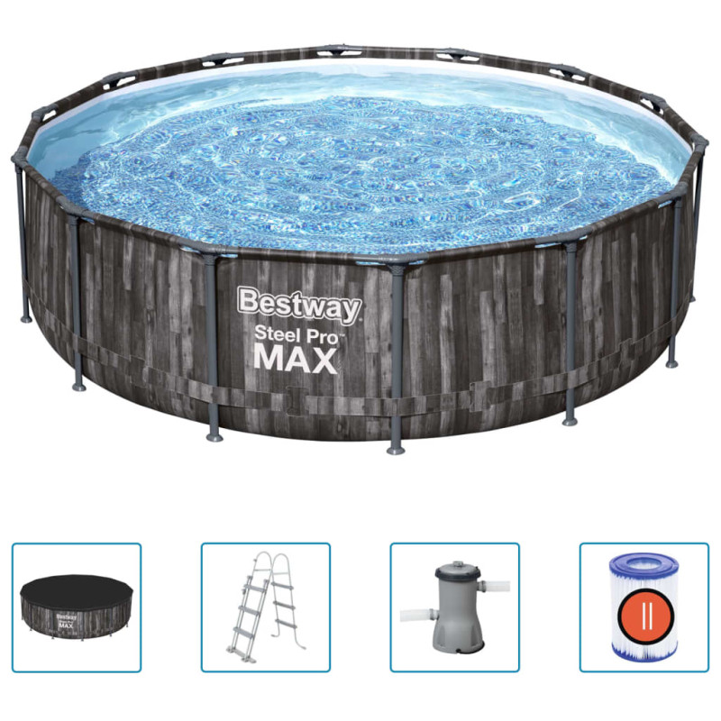 Produktbild för Bestway Pool Steel Pro MAX rund med tillbehör 427x107 cm