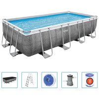 Produktbild för Bestway Pool Power Steel med tillbehör rektangulär 488x244x122 cm