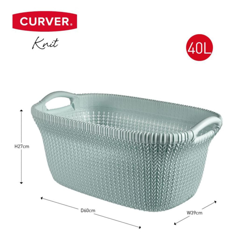 Produktbild för Curver Tvättkorg Knit 40L ljusblå