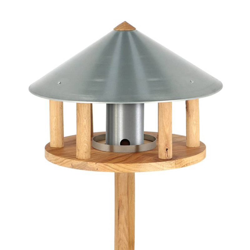Produktbild för Esschert Design Fågelmatare med silo och runt tak zink