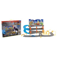 Produktbild för Tender Toys Leksaksgarage med 4 bilar 62x31x33 cm grå och blå