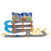 Produktbild för Tender Toys Leksaksgarage med 4 bilar 62x31x33 cm grå och blå