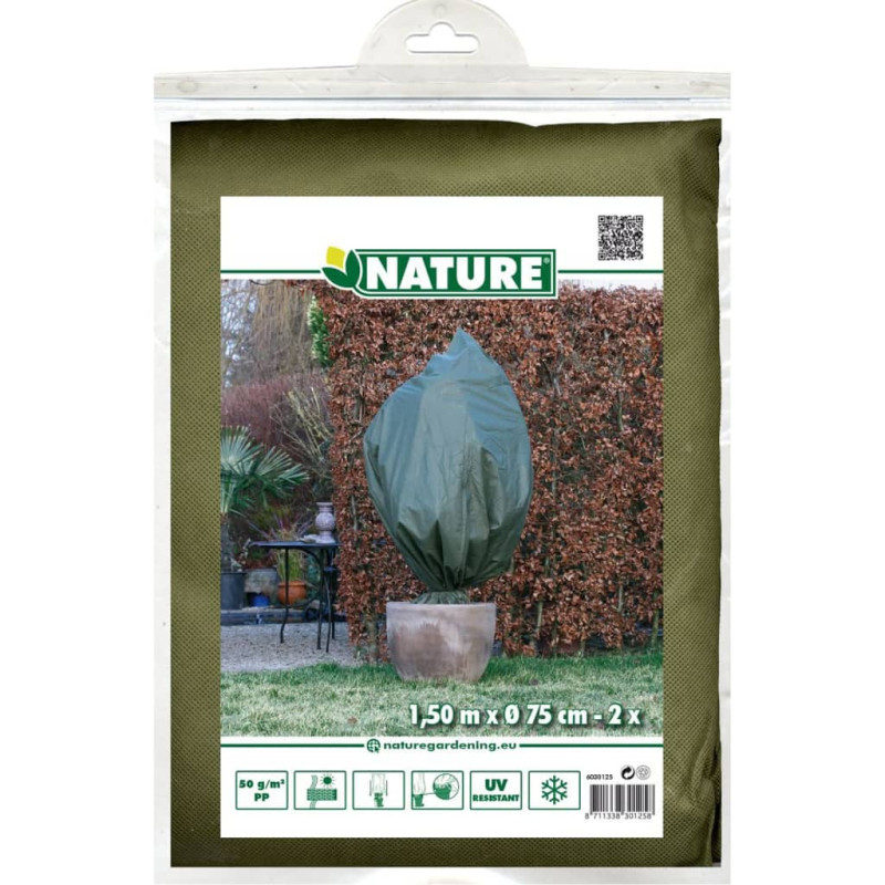 Produktbild för Natur Frostskydd för växter 2 st 50 g/m² 150x75 cm grön