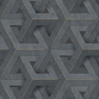 Produktbild för DUTCH WALLCOVERINGS Tapet Onyx antracit och guld