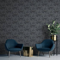 Produktbild för DUTCH WALLCOVERINGS Tapet Onyx antracit och guld