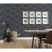 Produktbild för DUTCH WALLCOVERINGS Tapet Onyx antracit och guld