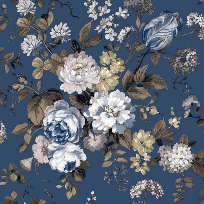Produktbild för Noordwand Tapet Blooming Garden 6 Big Flowers blå och brun
