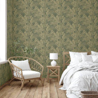 Produktbild för DUTCH WALLCOVERINGS Tapet Joelle grön och guld