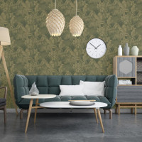 Produktbild för DUTCH WALLCOVERINGS Tapet Joelle grön och guld