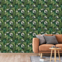 Produktbild för DUTCH WALLCOVERINGS Tapet Eden svart och mörkgrön