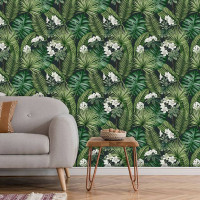 Produktbild för DUTCH WALLCOVERINGS Tapet Eden svart och mörkgrön