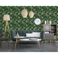 Produktbild för DUTCH WALLCOVERINGS Tapet Eden svart och mörkgrön