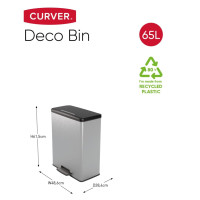 Produktbild för Curver Pedalhink Deco rektangulär 65L silver