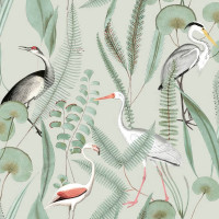 Produktbild för DUTCH WALLCOVERINGS Tapet Flamingo mintgrön