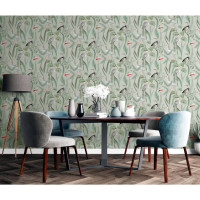 Produktbild för DUTCH WALLCOVERINGS Tapet Flamingo mintgrön