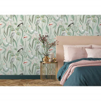 Produktbild för DUTCH WALLCOVERINGS Tapet Flamingo mintgrön