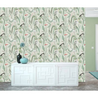 Produktbild för DUTCH WALLCOVERINGS Tapet Flamingo mintgrön