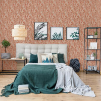 Produktbild för DUTCH WALLCOVERINGS Tapet Mae orange och beige