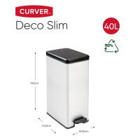 Produktbild för Curver Pedalhink smal Deco 40L silver