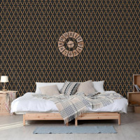 Produktbild för DUTCH WALLCOVERINGS Tapet Geometric svart och guld