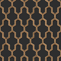 Produktbild för DUTCH WALLCOVERINGS Tapet Geometric svart och guld