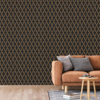 Produktbild för DUTCH WALLCOVERINGS Tapet Geometric svart och guld