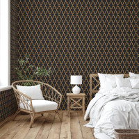 Produktbild för DUTCH WALLCOVERINGS Tapet Geometric svart och guld