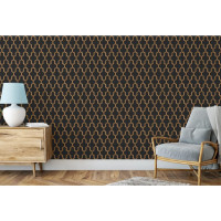 Produktbild för DUTCH WALLCOVERINGS Tapet Geometric svart och guld