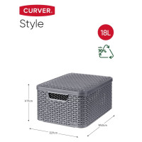 Produktbild för Curver Förvaringslåda med lock Style M 18L metallisk silver