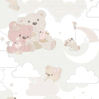 Produktbild för Noordwand Tapet Mondo baby Hug Bears rosa och beige