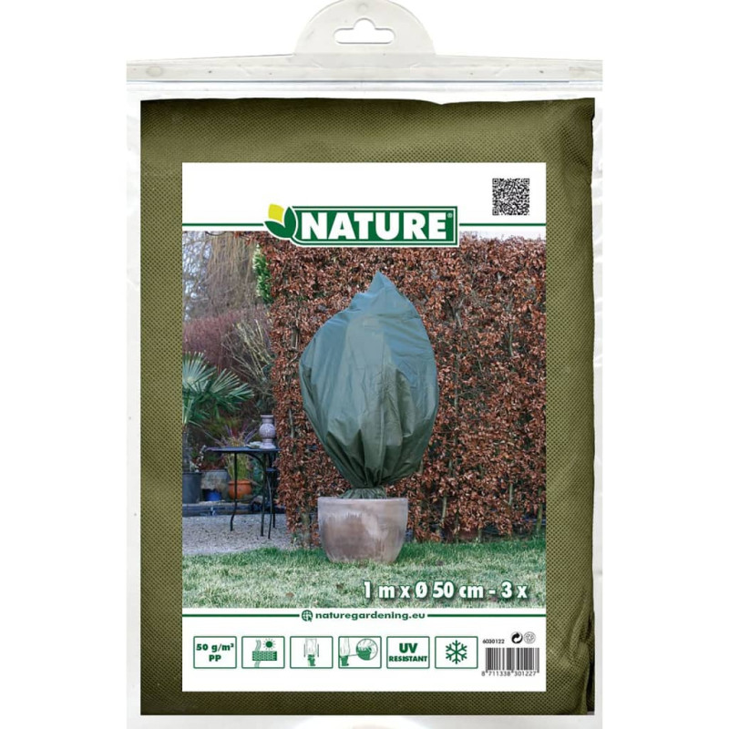Produktbild för Natur Frostskydd för växter 3 st 50 g/m² 100x50 cm grön