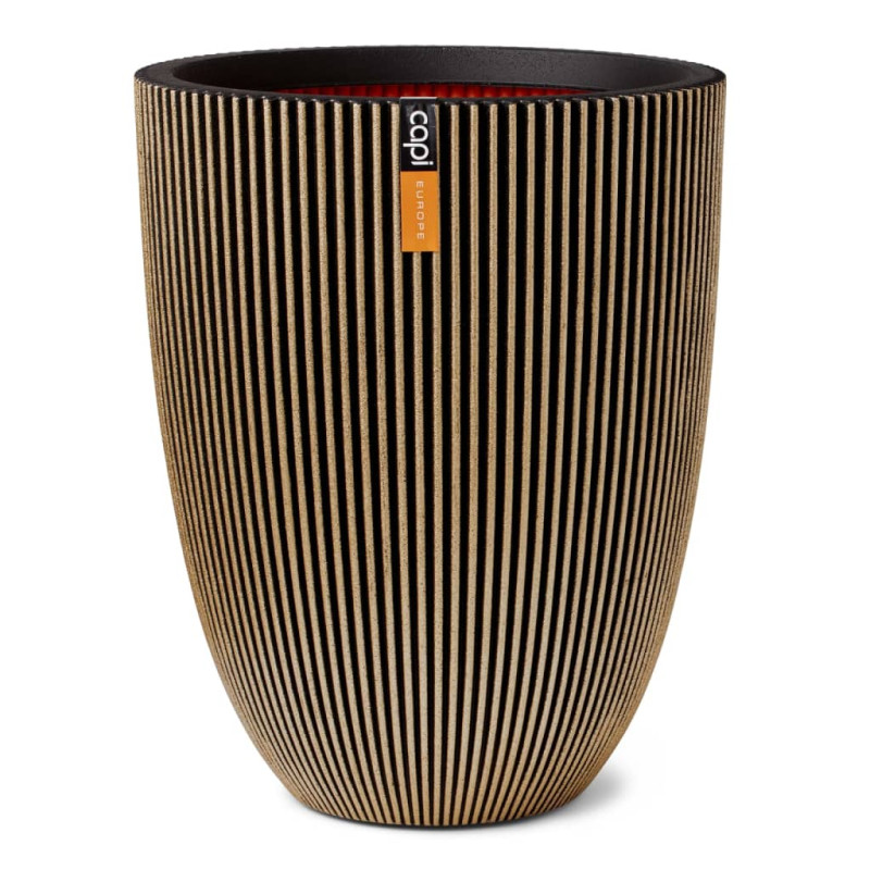 Produktbild för Capi Vas elegant Groove 46x58 cm svart och guld