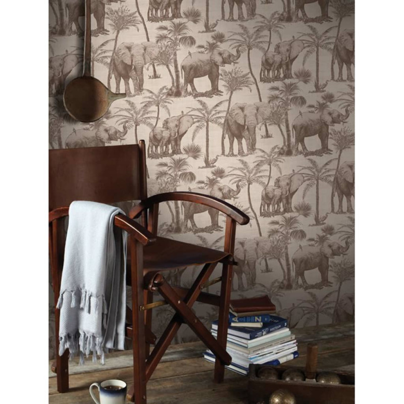 Produktbild för DUTCH WALLCOVERINGS Tapet Elephant Grove kol