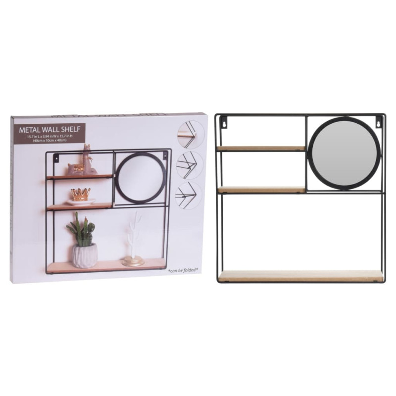 Produktbild för H&S Collection Vägghylla med spegel 40x10x40 cm