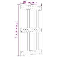 Produktbild för Skjutdörr med beslag 100x210 cm massiv furu