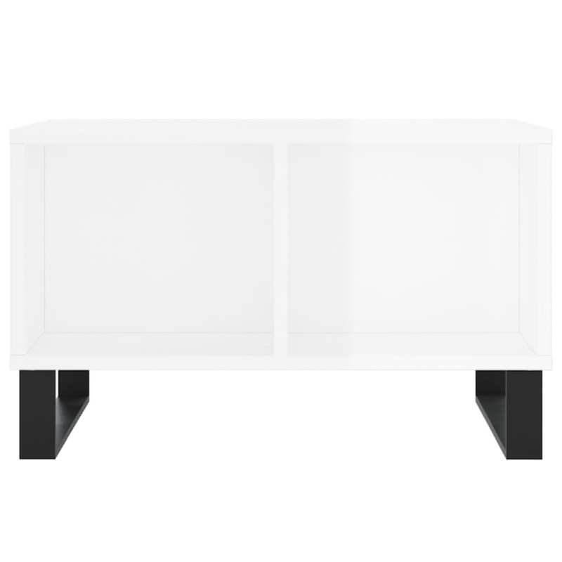 Produktbild för Soffbord vit högglans 60x50x36,5 cm konstruerat trä