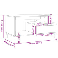 Produktbild för Soffbord rökfärgad ek 90x49x45 cm konstruerat trä