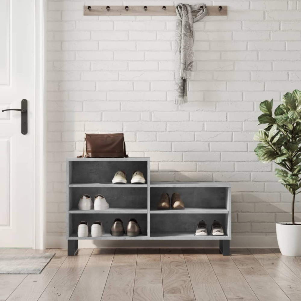 Produktbild för Skoskåp betonggrå 102x36x60 cm konstruerat trä
