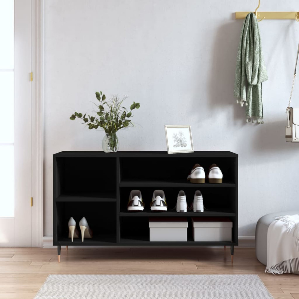 Produktbild för Skoskåp svart 102x36x60 cm konstruerat trä