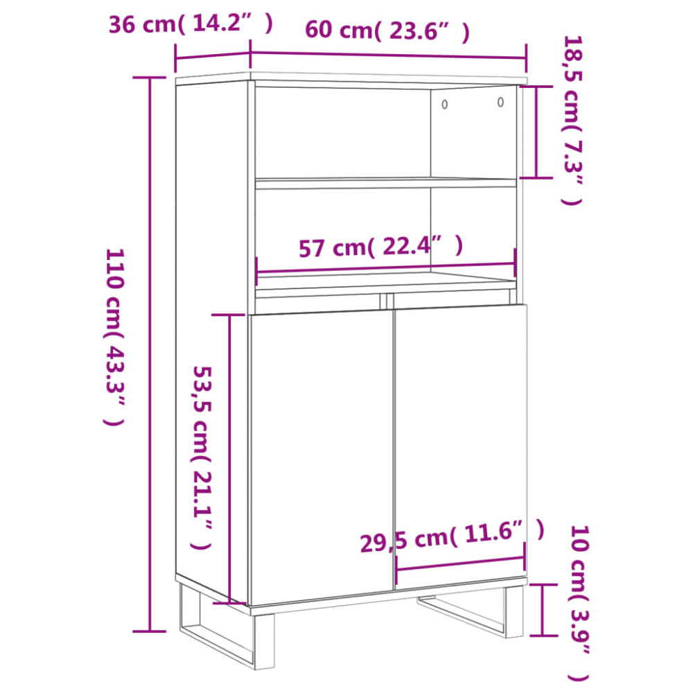 Produktbild för Förvaringsskåp sonoma-ek 60x36x110 cm konstruerat trä