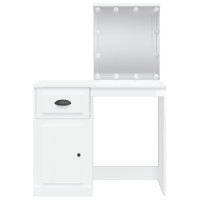 Miniatyr av produktbild för Sminkbord med LED-lampor vit högglans 90x42x132,5 cm