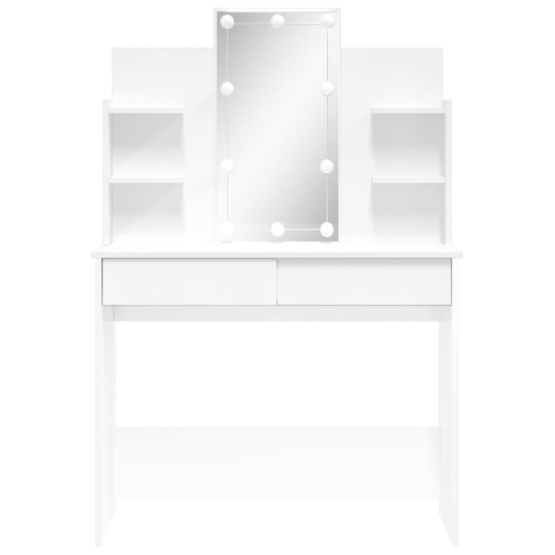Produktbild för Sminkbord med LED vit högglans 96x40x142 cm