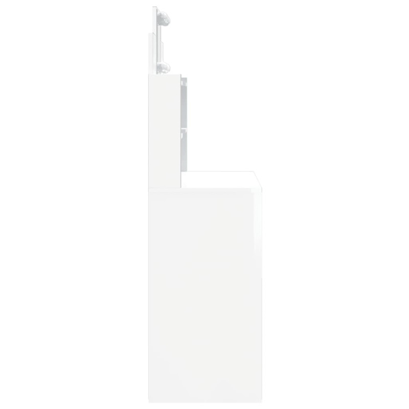 Produktbild för Sminkbord med LED vit högglans 96x40x142 cm