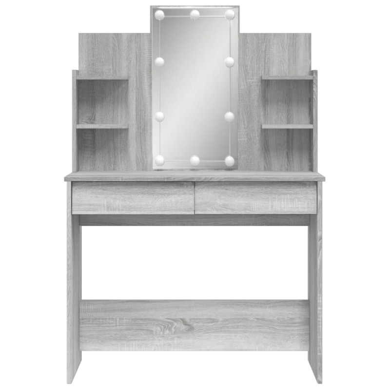Produktbild för Sminkbord med LED grå sonoma 96x40x142 cm