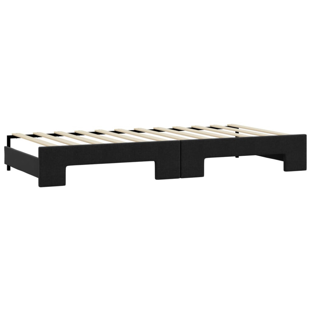 Produktbild för Dagbädd utdragbar med lådor svart 90x190 cm tyg