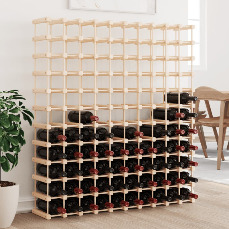 Produktbild för Vinställ för 120 flaskor 112,5x23x123,5 cm massiv furu