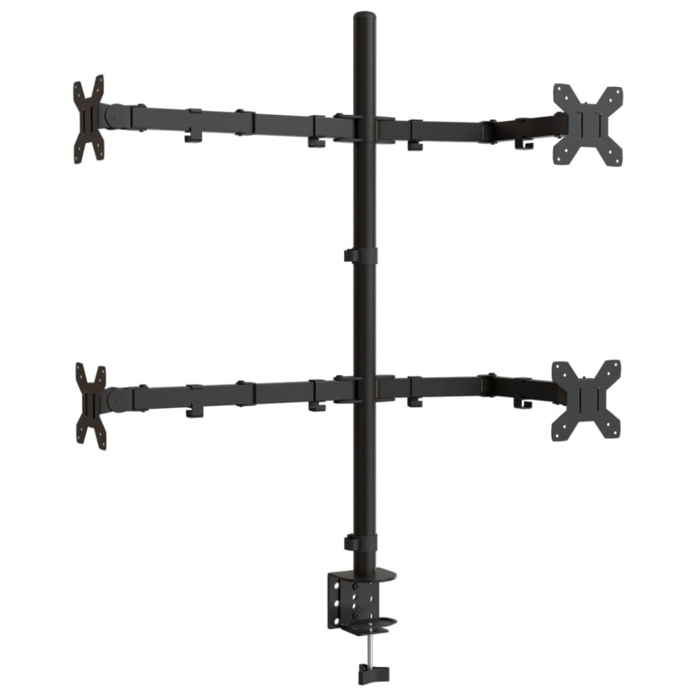 Produktbild för Skärmfäste för 4 skärmar svart stål VESA 75/100 mm