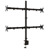 Miniatyr av produktbild för Skärmfäste för 4 skärmar svart stål VESA 75/100 mm