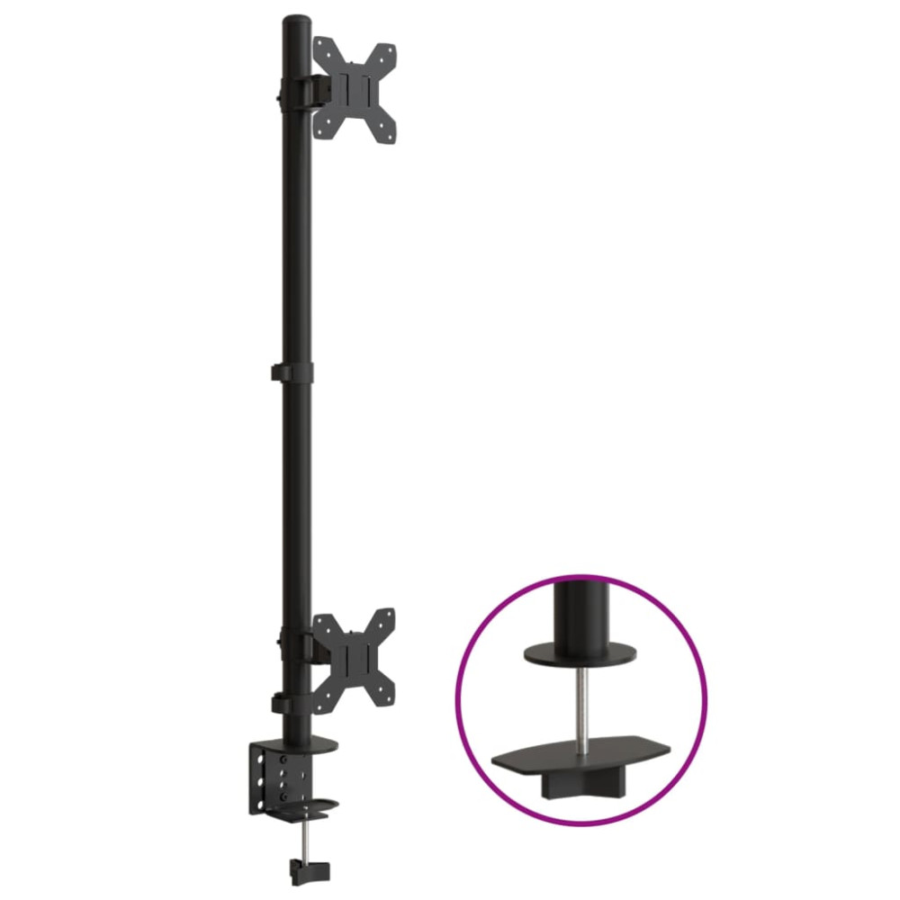 Produktbild för Skärmfäste för 2 skärmar svart stål VESA 75/100 mm
